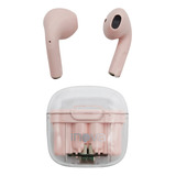 Fone De Ouvido Bluetooth S Fio Tws In-ear Auricular Cor Rosa