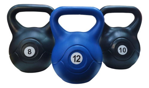 Pesa Rusa Pvc Rellenas Kit 8 10 Y 12 Kg Kettlebell Fitness