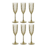 Kit 6 Taças Para Champagne Glamour Em Acrílico Cristal 200  