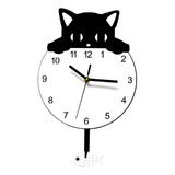 Reloj De Pared Con Forma De Gato, Silencioso, Fácil De