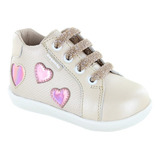 Tenis Coqueta 954613-l Piel Vacuno Beige Bebé/niñas