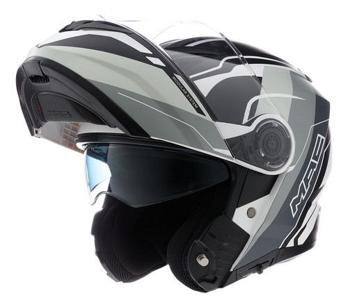 Casco Moto Rebatible Mac Rock Floyd Gris Blanco Mate Dompa 