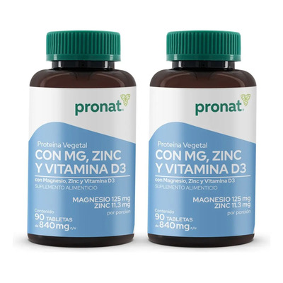 Kit 2 Piezas Proteína Vegetal, Magnesio & Zinc 90 Tab Pronat Sabor Sin sabor | Envío gratis
