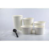 Contenedor De Comida En Cartón Encerado Blanco 16oz Soupbowl