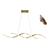 Lustre Led Espiral Moderno 54w 100cm Dourado C/ Controle