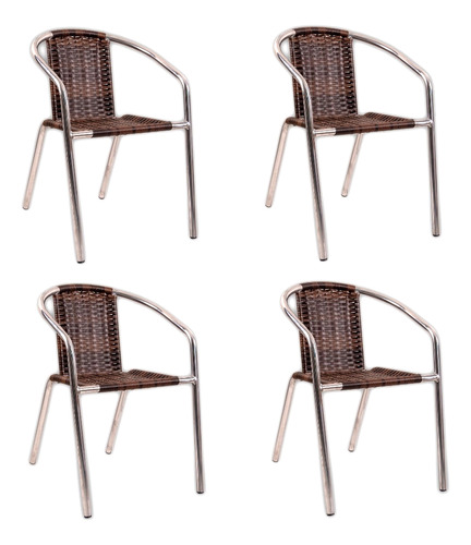 Conjunto 4 Cadeiras Alumínio Fibra Varanda Externa Jardim