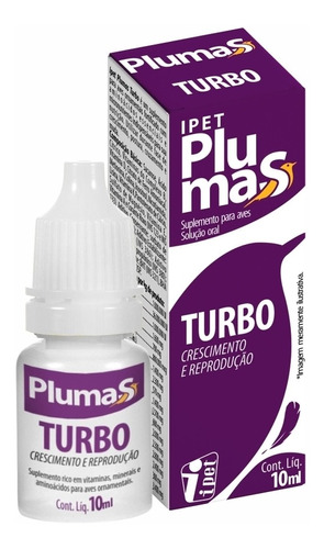 Suplemento Vitamínico Para Aves Ipet Plumas Turbo 10ml