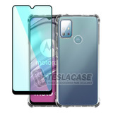 Carcasa Para Motorola G20 Transparente + Vidrio Completo