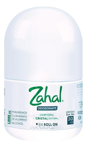 Zahal Desodorante Corporal Roll On 30 Ml Cristal Alumbre