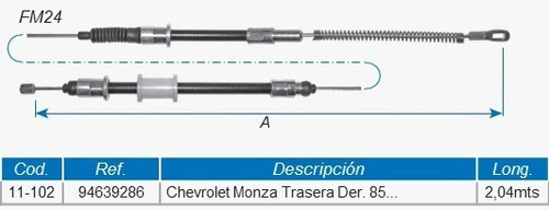 Guaya Freno De Mano Chevrolet Monza Trasera Der 85. 2,04mts Foto 4