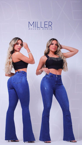 Calça Miller Jeans Original Flare Cintura Alta Com Elastano