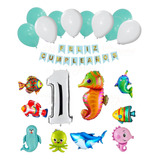 Globos Animales Marinos X 20 Con Hipocampo Gigante+ Banderin