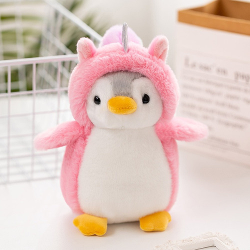 Peluche Pingüino Disfrazado Dinosaurio Unicornio Kawaii Color Rosa