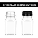 4 Botellas De Jugo, Recipientes De Plástico Transparente Par