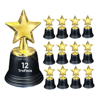 12 Trofeos Dorado Estrella Estatuilla Premio Escolar Deporte Dorado | Meses sin interés
