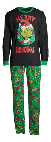 Pijama Navideño Familiar A Juego Con Estampado De Grinch