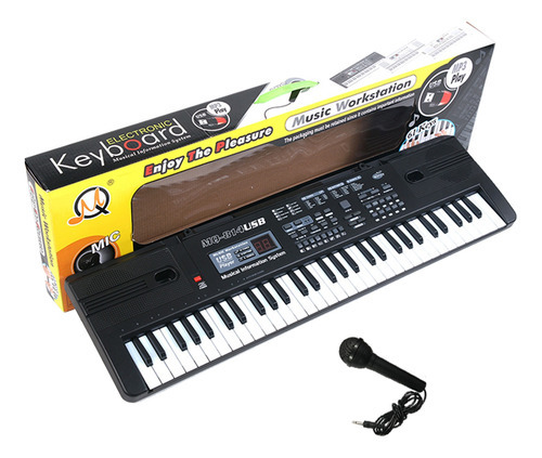 Organo Electrico Piano Iantil Juguete 61 Teclas + Mic 2019 Color Negro