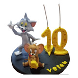 Adorno De Torta Con Vela De Tom Y Jerry