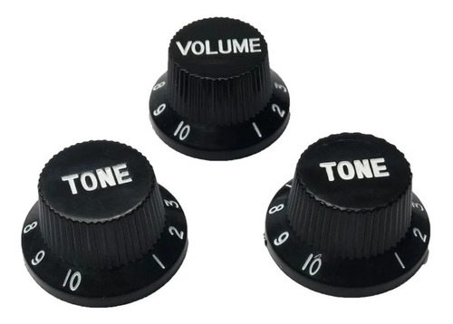 Knob Para Guitarra Strato - Kit Com 3 Peças: 1 Volume 2 Tone