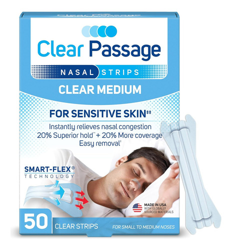 Clear Passage | Nasal Strips | Respirar Mejor | 50 Count Md
