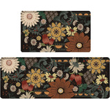 Bohemian Floral Anti Fatigue Kitchen Floor Mats Set Of 2 Wat