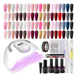 Cooserry Kit De 48 Esmaltes De Unas De Gel Con Luz Uv, 36 Co