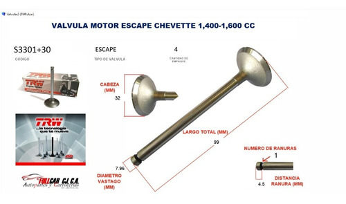 Valvula Escape Chevrolet Chevette.1.4-1.6 Foto 2
