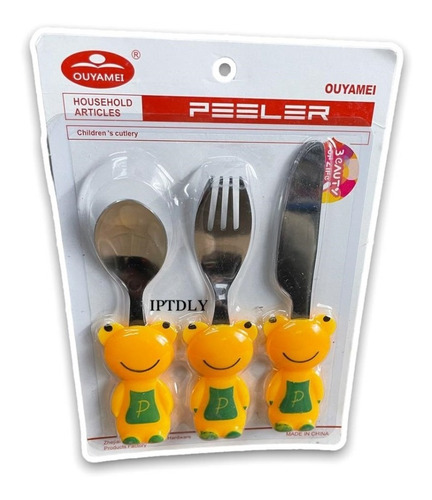 Set De 3 Cubiertos Niño Niña Cuchara Tenedor Cuchillo Acero 