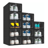 Caja Organizador De Zapatos Apilables 12 Piezas Negro