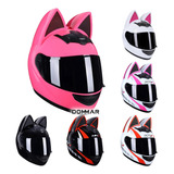 Casco De Moto Cerrado Con Orejas De Gato Unisex Certificado