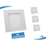 Kit 3 Painel Plafon Luminária Led 6w Quadrado Embutir 6000k Cor Branco Frio Voltagem 110v/220v