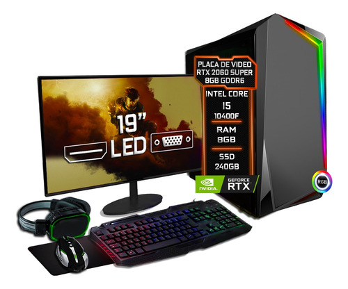 Pc Gamer Completo I5 10400f 8gb Rtx 2060 8gb Ssd 240gb