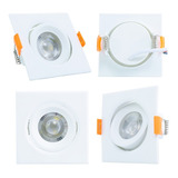 Kit 4 Spot Led 3w Direcionável Embutir Quadrado B. Frio Teto