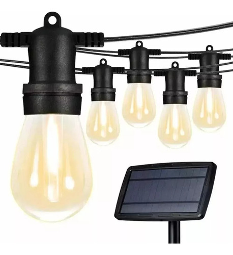 Guirnalda Solar Led Vintage Ampolletas Incluidas  Con Panel