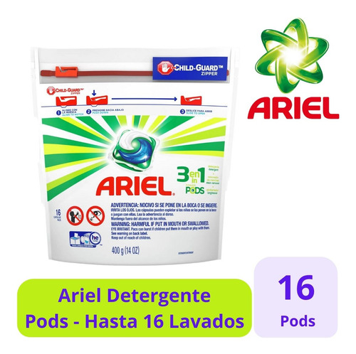 Ariel Pods Detergente 3 En 1 - 16 Cápsulas - 1uds
