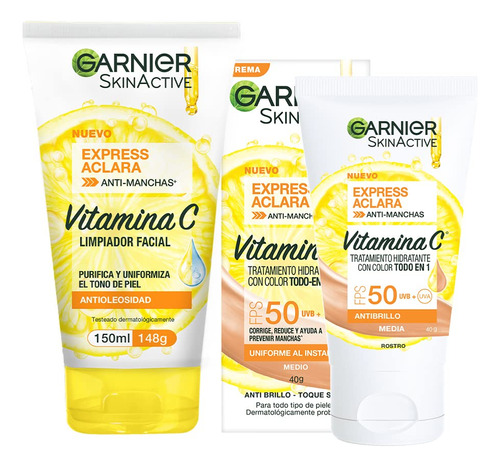 Garnier Skin Active Kit Express Aclara: Todo En 1 Tono Medio