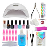 Kit De Esmaltes Permanentes Completo + Lampara 48 Watts