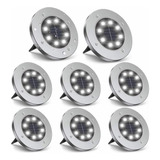 Luminaria Solar Spot Jardim 8 Leds Espeto Grama Kit 8