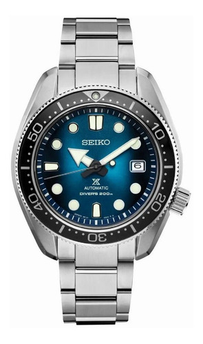 Reloj Seiko Prospex Great Blue Hole Automatic Diver Spb083j1 Color De La Malla Plateado Color Del Bisel Negro Color Del Fondo Azul