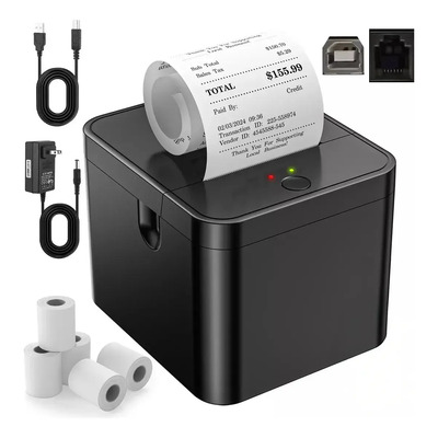 Impresora Termica Portátil, Con Papel Tickets 5 Rolls, Usb Impresora De Recibos, 58mm Mini Impresora De Tickets, Compatible Con Mac/linus/windows