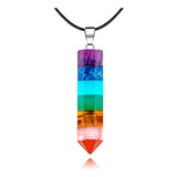 Collar Péndulo Cuarzo 7 Chakras Grande + Estuche Dayoshop