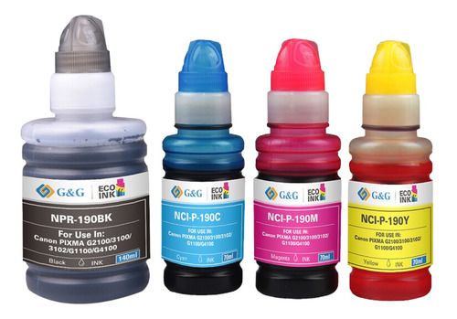 Pack 4 Tintas Refill Ink Para Canon Gi-190 /790/890/990