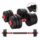 Set Mancuernas Y Barra Unibles 20kg Fitness Pesas Ajustables