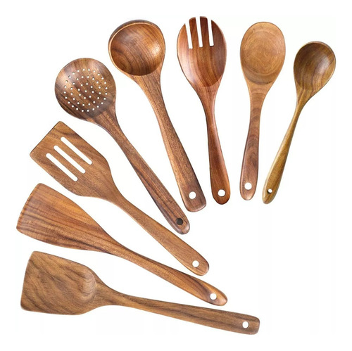 Muyier Cucharas De Madera For Cocinar Juego Utensilios De