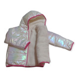 Campera Puffer Nena Con Abrigo Metalizada Chaqueta Hermosa