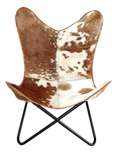 Home Decor - Silla De Cuero Genuino Con Brazo De Mariposa  