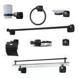 Set De Accesorios Para Baño Negro 8 Piezas Metálico