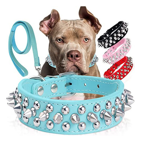 ??????? ??????? Collar De Perro De Cuero Con Tachuelas Con C