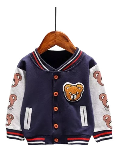 Casaco Jaqueta Raglan Baseball Urso Infantil Criança Bebê