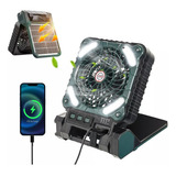 Ventilador De Camping Portátil Recargable Con Luz Led Solar